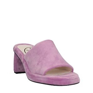 Lilac Suede Open-Toe Block Heel Mule